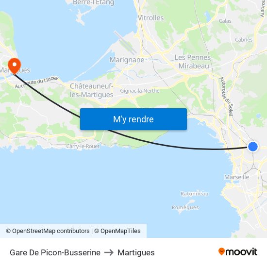 Gare De Picon-Busserine to Martigues map