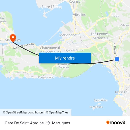 Gare De Saint-Antoine to Martigues map