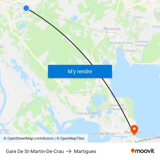 Gare De St-Martin-De-Crau to Martigues map