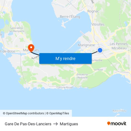 Gare De Pas-Des-Lanciers to Martigues map