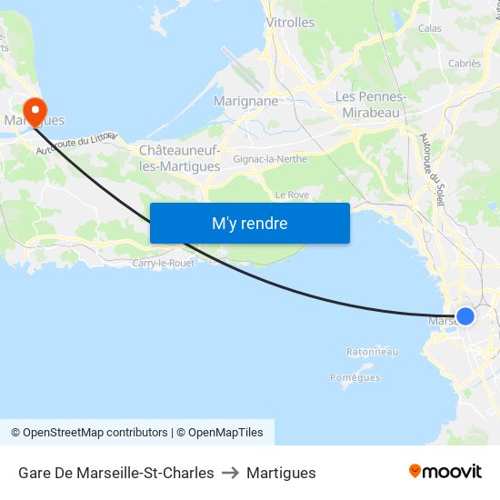 Gare De Marseille-St-Charles to Martigues map