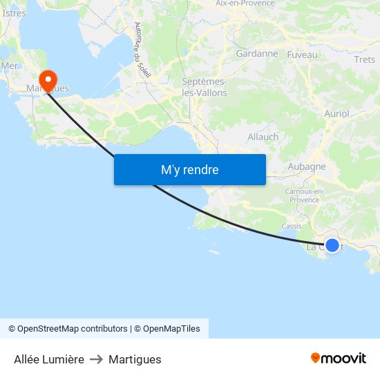 Allée Lumière to Martigues map