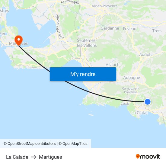 La Calade to Martigues map