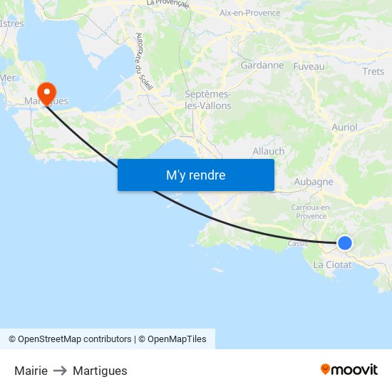 Mairie to Martigues map
