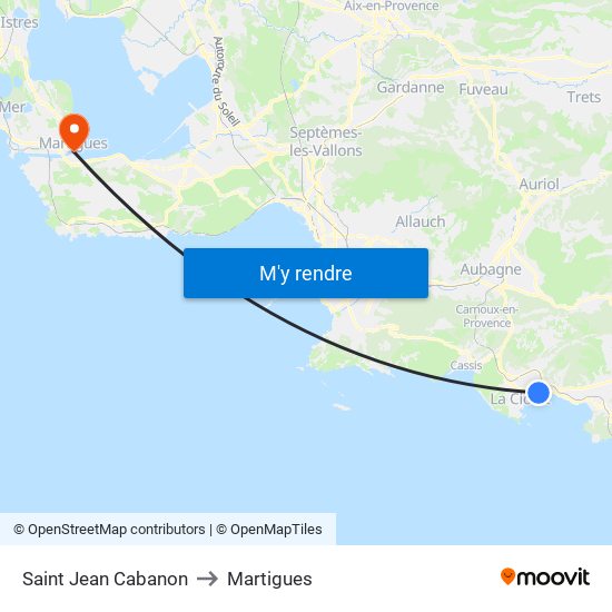 Saint Jean Cabanon to Martigues map