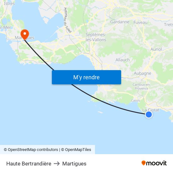 Haute Bertrandière to Martigues map