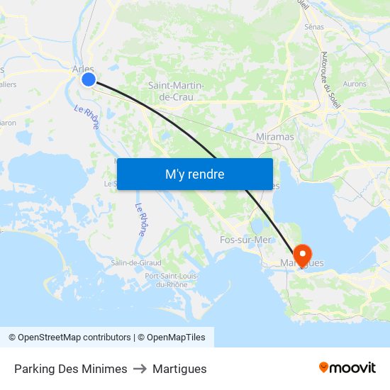 Parking Des Minimes to Martigues map