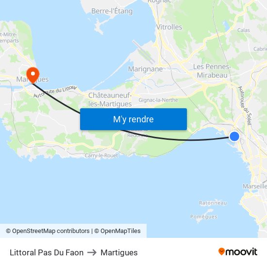 Littoral Pas Du Faon to Martigues map