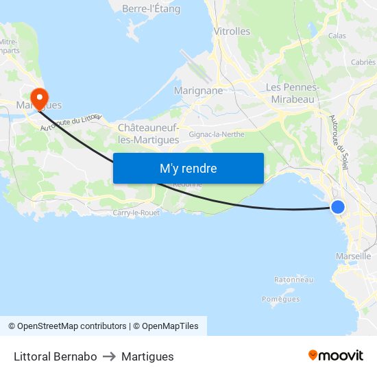 Littoral Bernabo to Martigues map