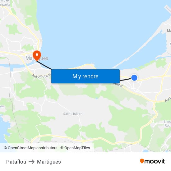 Pataflou to Martigues map