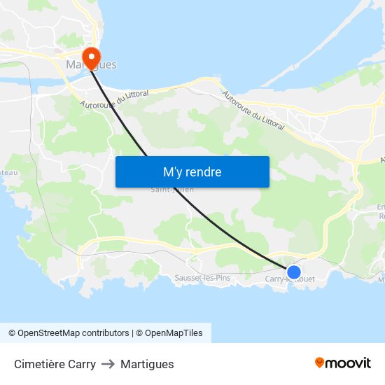 Cimetière Carry to Martigues map