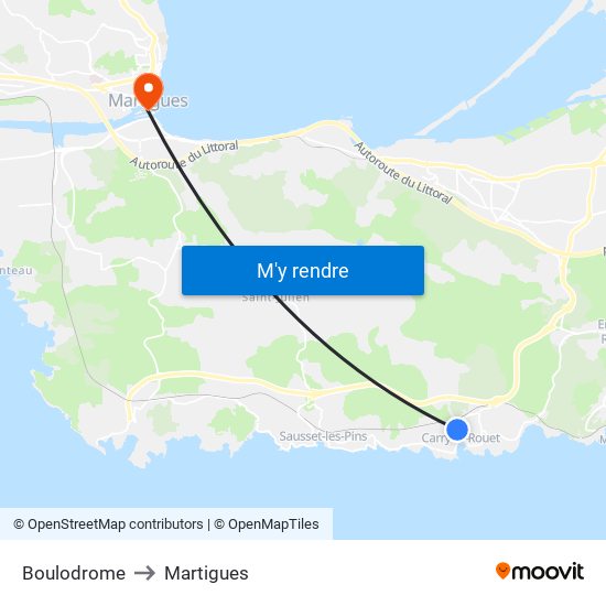 Boulodrome to Martigues map