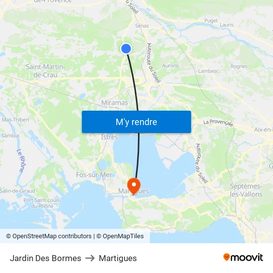 Jardin Des Bormes to Martigues map