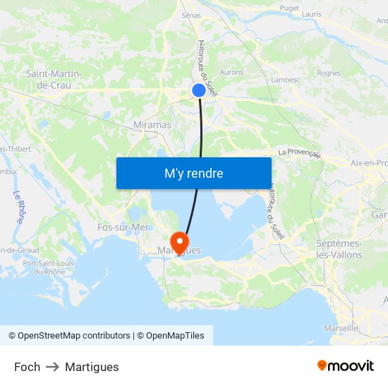 Foch to Martigues map