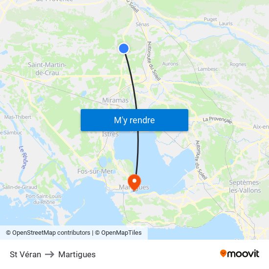 St Véran to Martigues map
