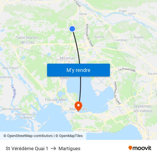 St Vérédème Quai 1 to Martigues map