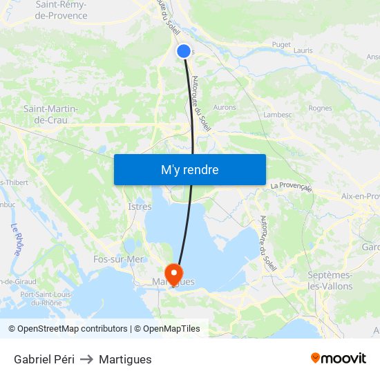 Gabriel Péri to Martigues map