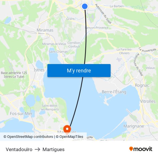 Ventadouïro to Martigues map