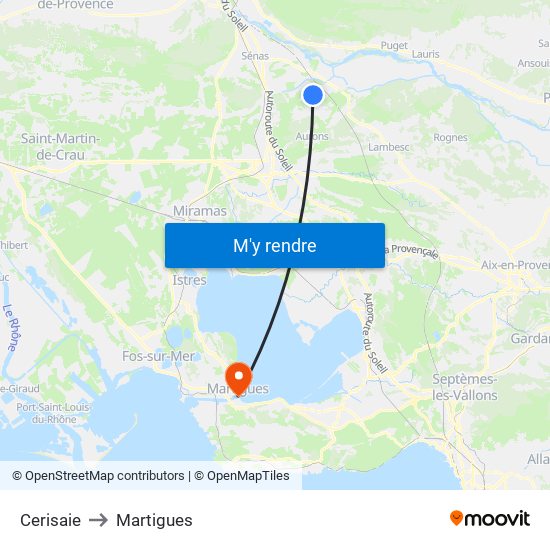 Cerisaie to Martigues map