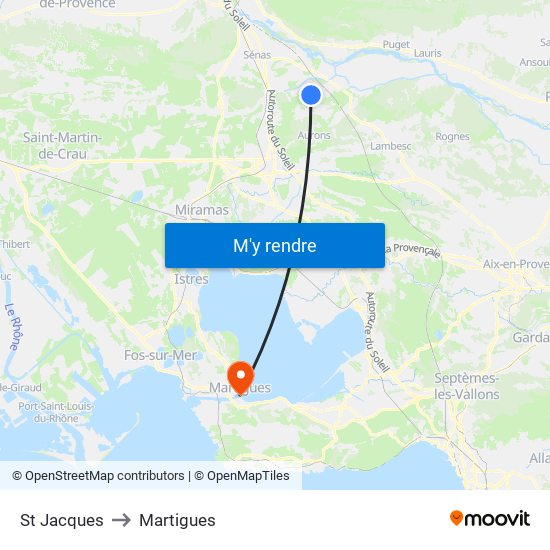 St Jacques to Martigues map