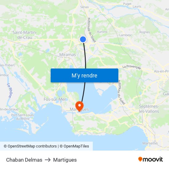 Chaban Delmas to Martigues map