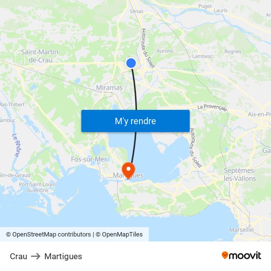 Crau to Martigues map