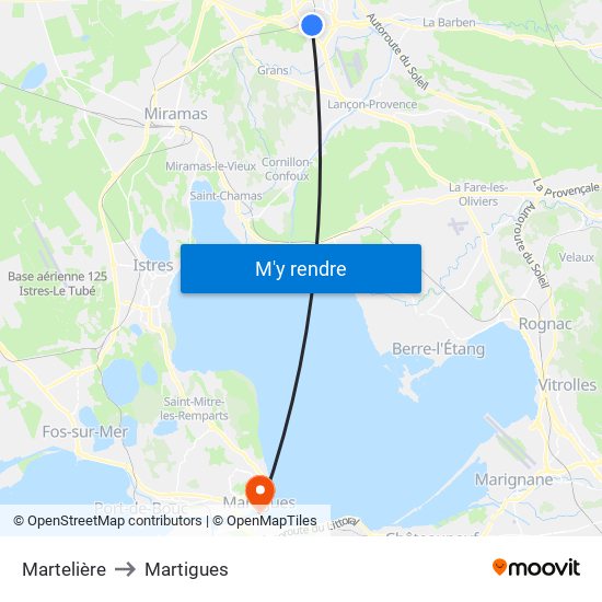 Martelière to Martigues map