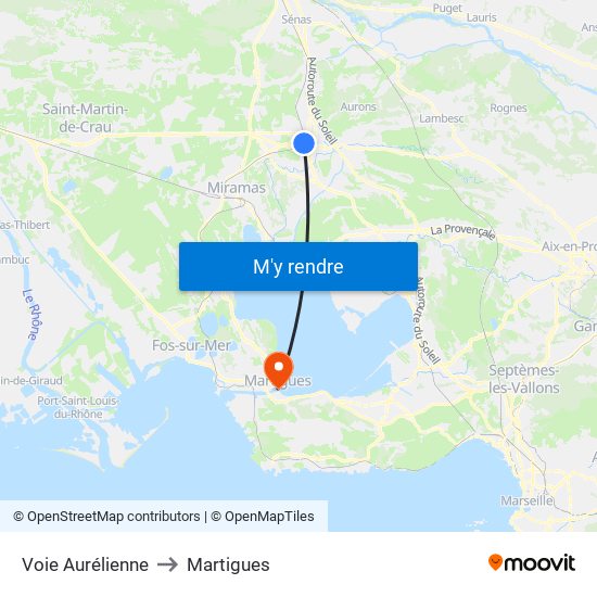 Voie Aurélienne to Martigues map