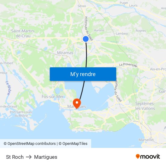 St Roch to Martigues map