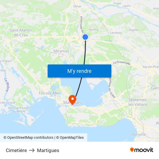 Cimetière to Martigues map