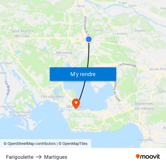 Farigoulette to Martigues map