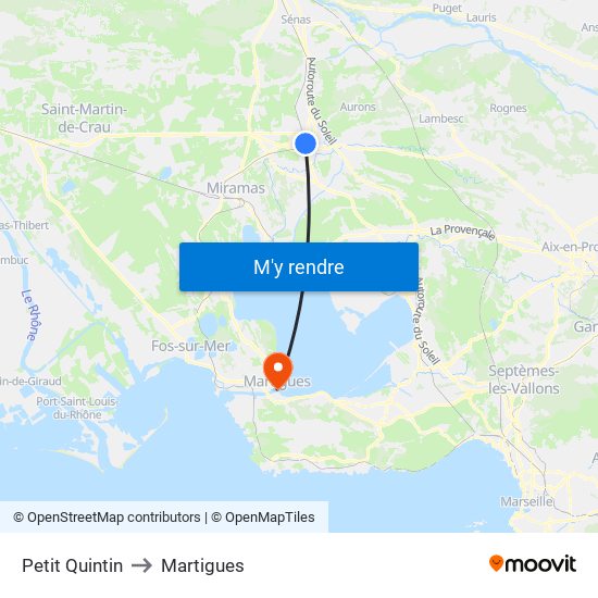 Petit Quintin to Martigues map