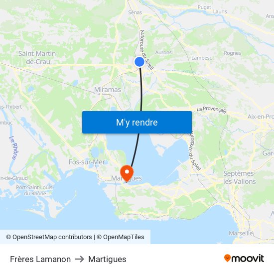 Frères Lamanon to Martigues map