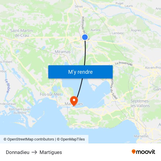 Donnadieu to Martigues map