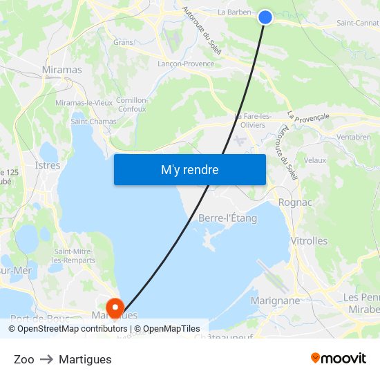 Zoo to Martigues map