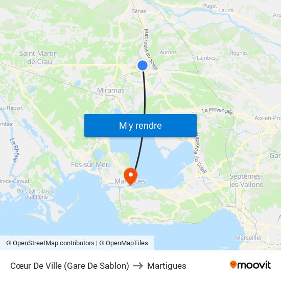 Cœur De Ville (Gare De Sablon) to Martigues map