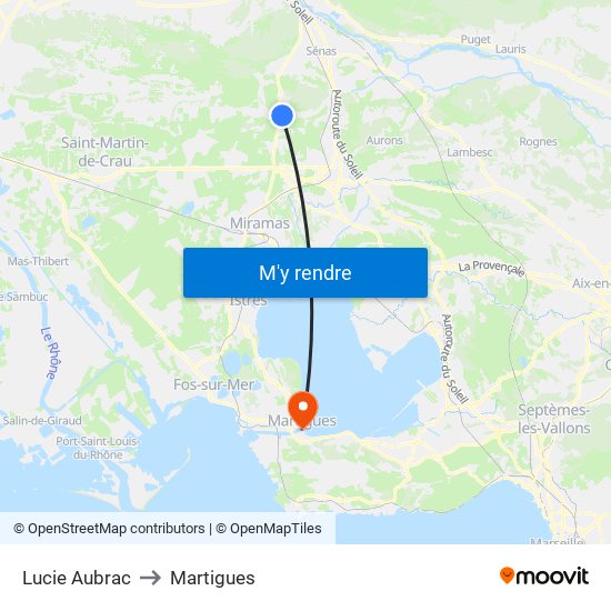 Lucie Aubrac to Martigues map