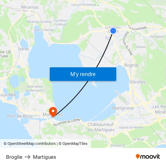 Broglie to Martigues map