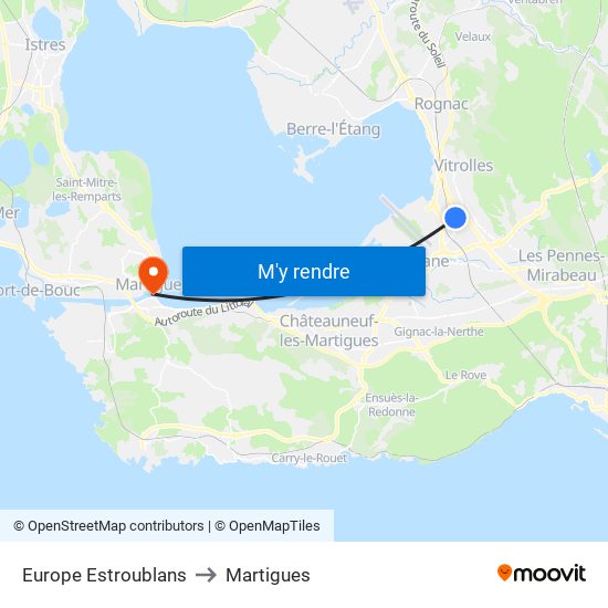 Europe Estroublans to Martigues map