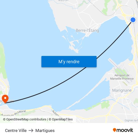 Centre Ville to Martigues map