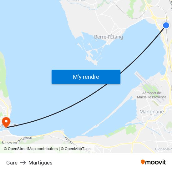 Gare to Martigues map