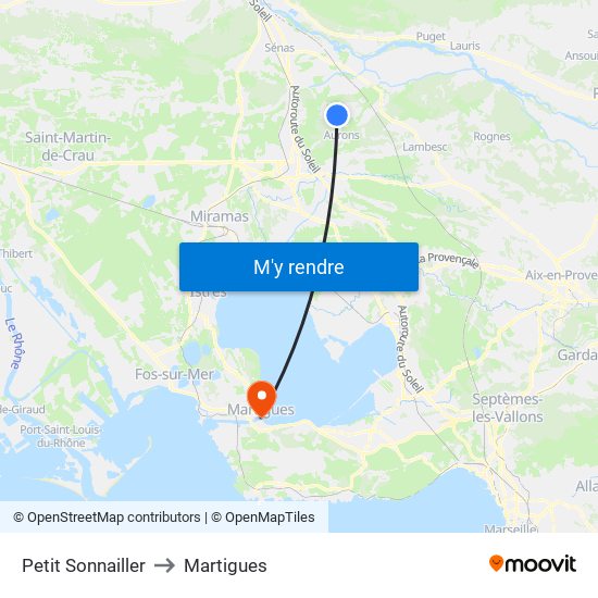 Petit Sonnailler to Martigues map