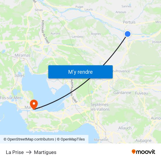 La Prise to Martigues map