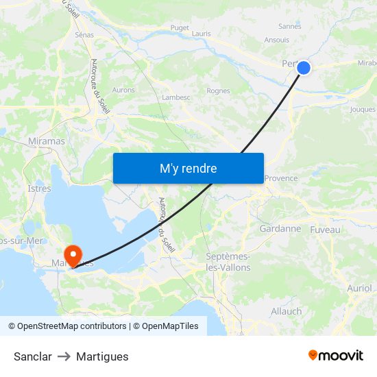 Sanclar to Martigues map