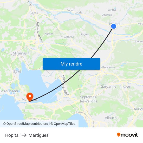 Hôpital to Martigues map