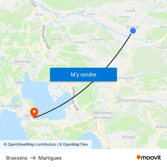Brassens to Martigues map