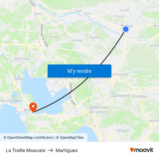 La Treille Muscate to Martigues map