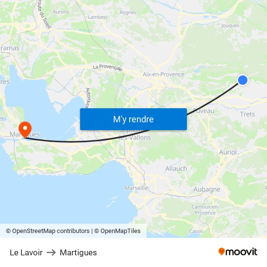 Le Lavoir to Martigues map