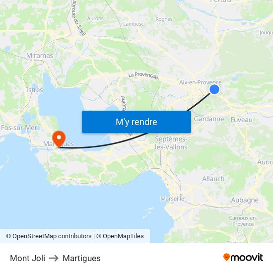 Mont Joli to Martigues map