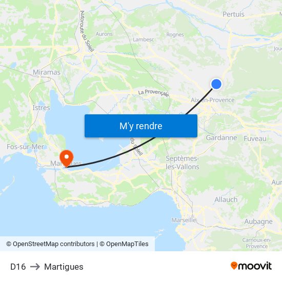 D16 to Martigues map